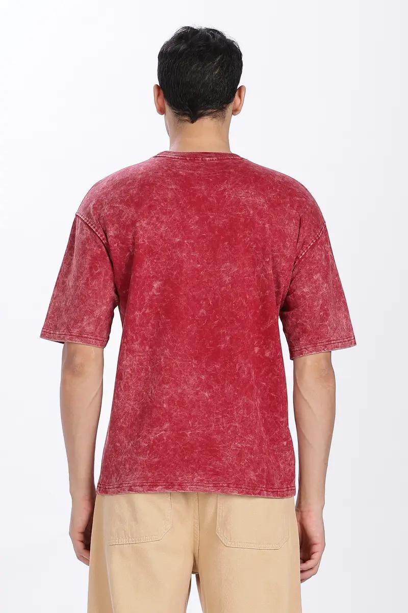 Acid Wash T Shirt Maroon