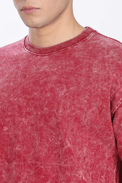 Acid Wash T Shirt Maroon